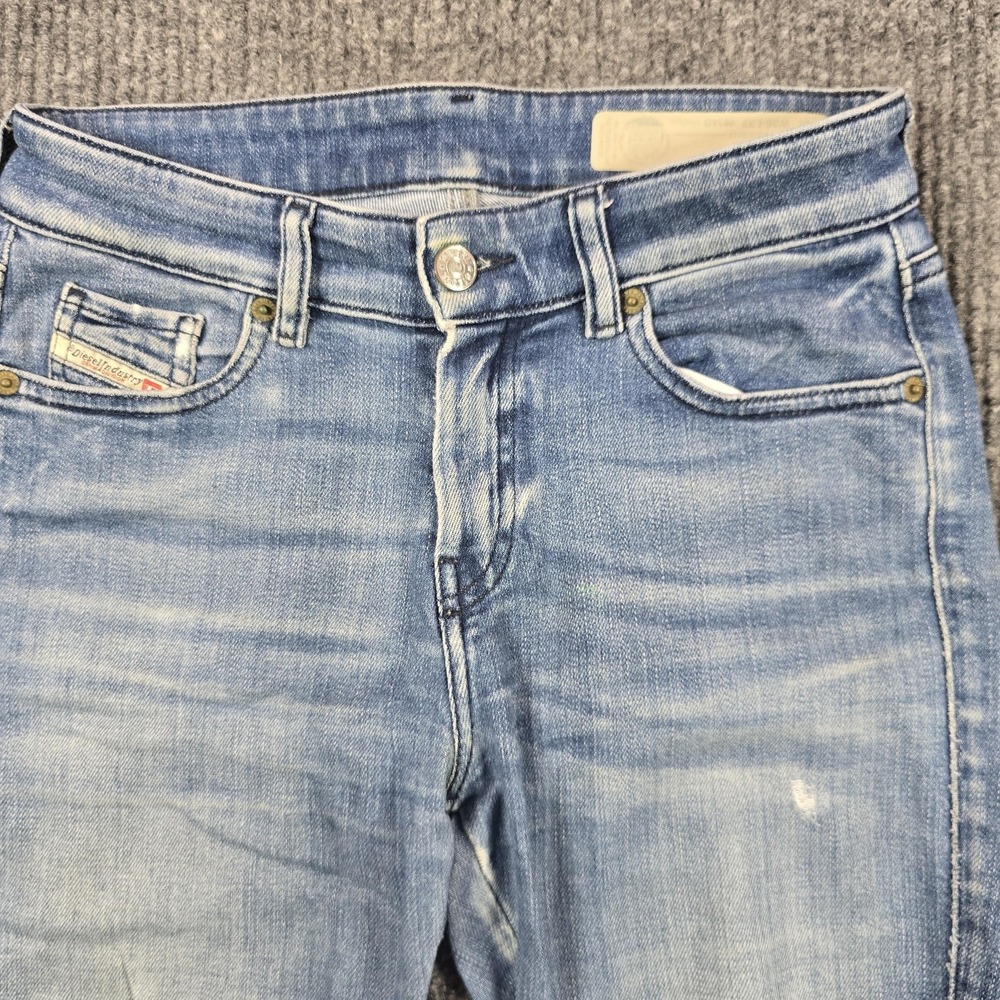 Diesel‎ Slandy Skinny Jeans Womens 26 Light Wash Blue Distressed Stretch Denim